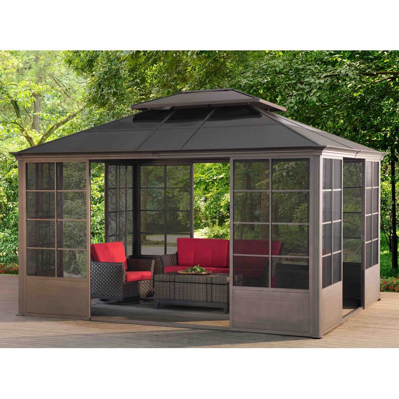 Sunjoy Flora 12 Ft. W x 14 Ft. D Metal Patio Gazebo & Reviews Wayfair